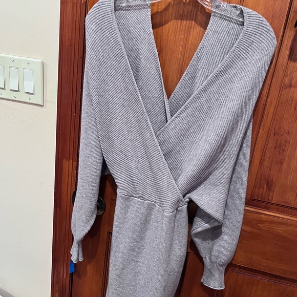 grey backless wrap dress - Picture 1 of 1